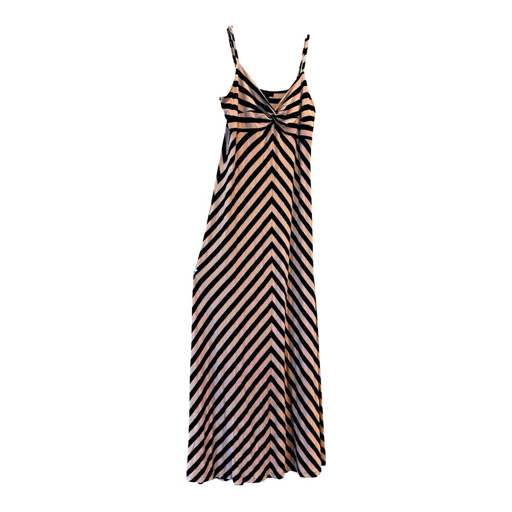 SOMA $74 Soft Stretch Black/Beige Maxi Adjustable Strap Dress Gown Medium